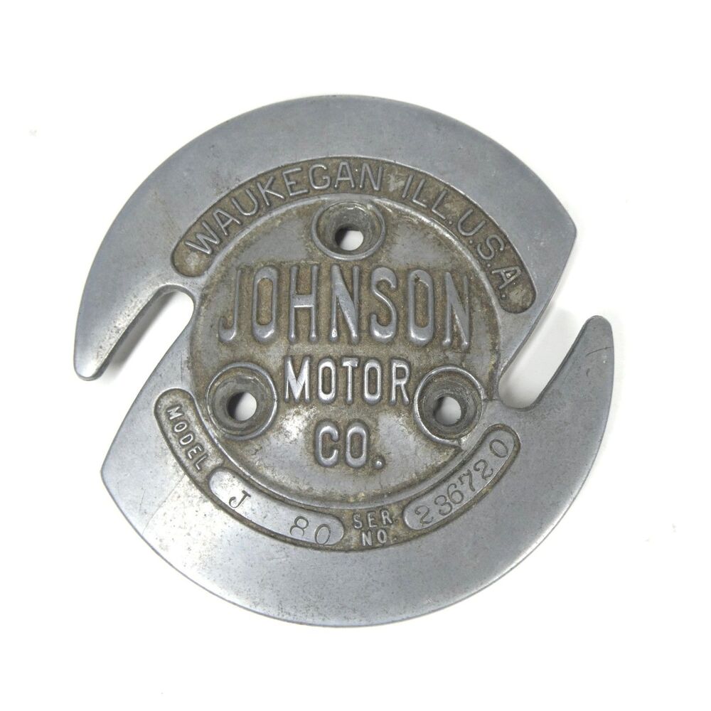 Johnson Motor Co. J-80 Boat Engine 1936 ID Cap Vintage Aluminum